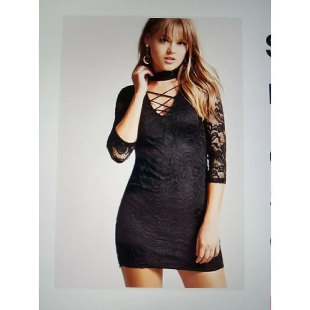 NWOT~Forever 21 Gorgeous Black Lace Mini Dress Sz Large